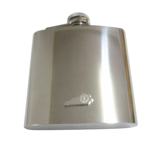 Kentucky State Map Shape and Flag Design 6oz Flask - Picture 1 of 1